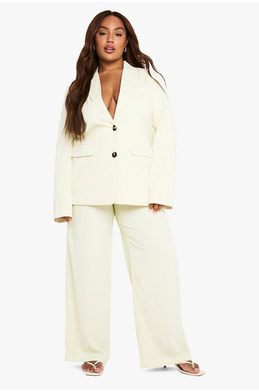 Plus Wide Leg Tailored Trouser - butter