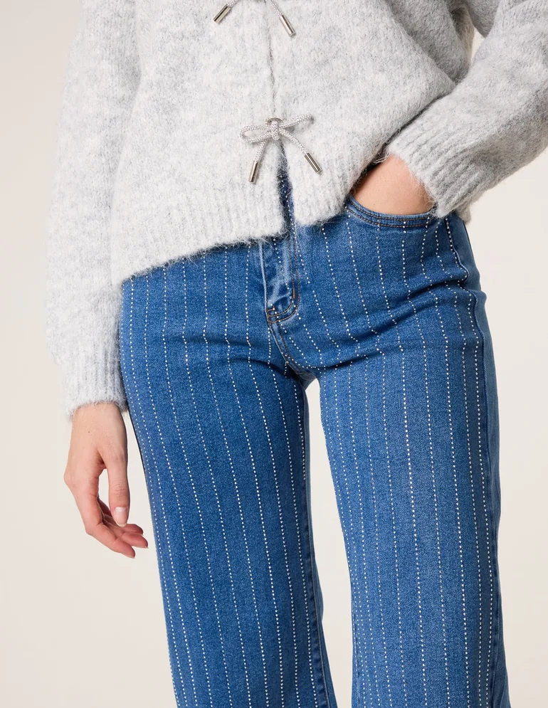 Vertical Stripe Diamante Jeans - 3