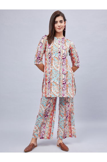 Women Printed Tunic with Trousers Co-Ords
