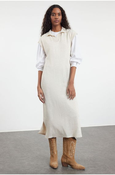 Stone Long Knitwear Sweater Dress
