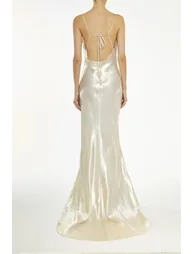 Pippa White-Metallic Cowl-Neck Slip Dress - 1