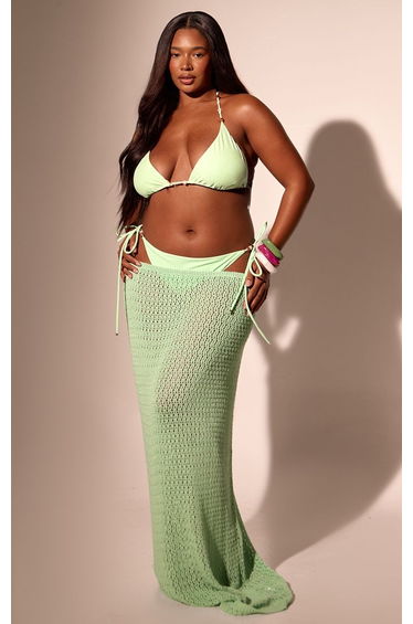 Plus Lime Crochet Beach Maxi Skirt