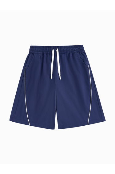 Boys' Casual Shorts - Contrast Color Line Details, Pockets And Elastic Waist With Drawstring