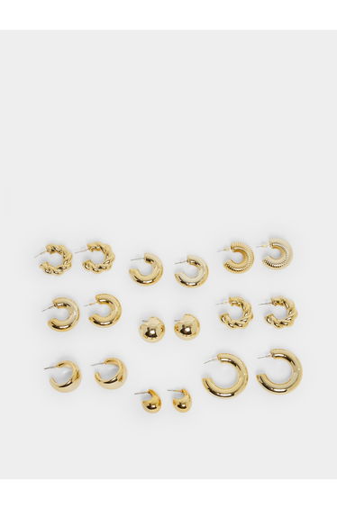 Set of 9 - Plain Half Hoop Earrings