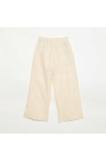 Embroidered Poplin Pants WHITE