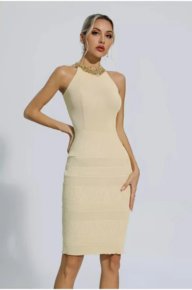 Chelsea Khaki Knit Midi Dress