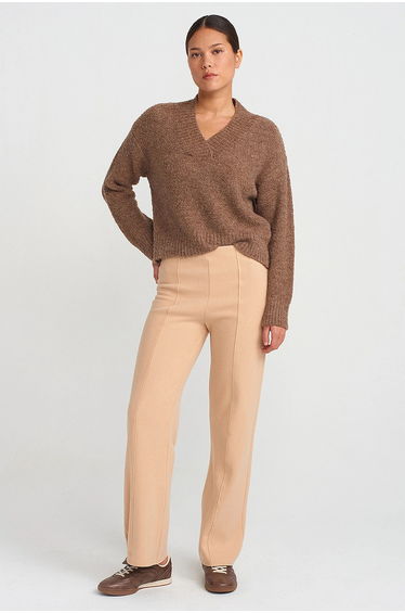 DILVIN Women’s High-waist Wide-leg Knit Trousers