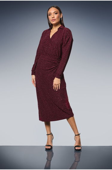 Burgundy Hot Fix Jersey Shirt Dress