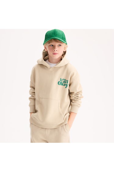 Fleece Hoodie with Slogan