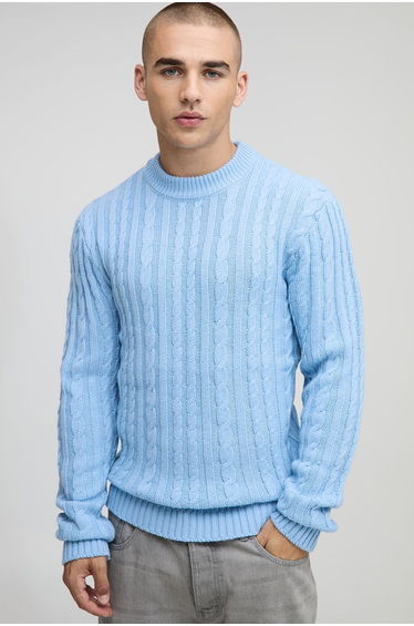 Muscle Fit Cable Knitted Jumper