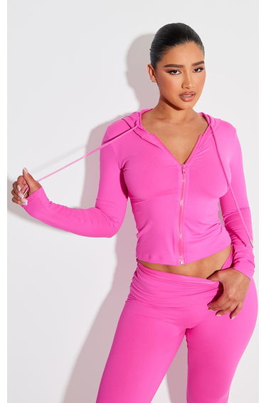 Shape Hot Pink Sculpted Zip Through Hoodie