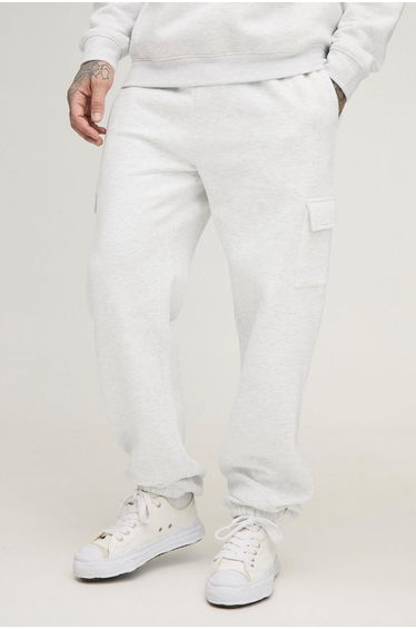 Tall 330GSM Relaxed Fit Basic Cargo Jogger - grey marl