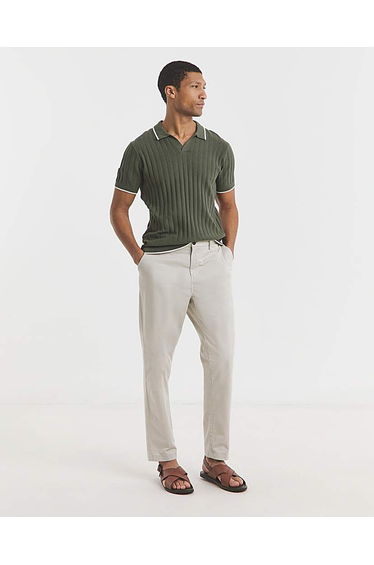 Textured Trophy Neck Tipped Knit Polo
