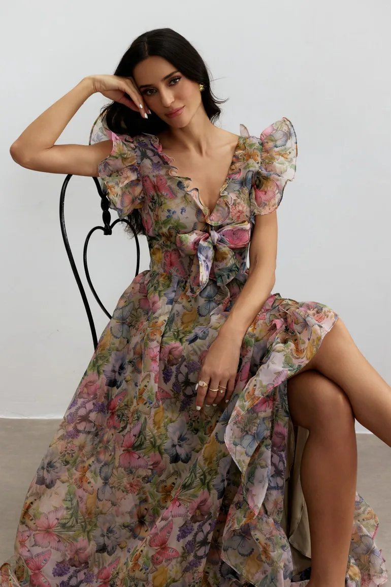 knee length dresses for ladies Patchwork Butterfly / XXS main image 0