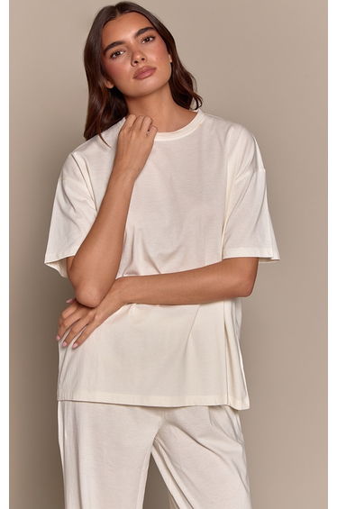 Cream Short Sleeve Boxy Pyjama Top