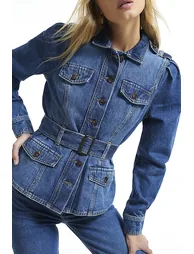 Blue Denim Belted Drummer Jacket - 3