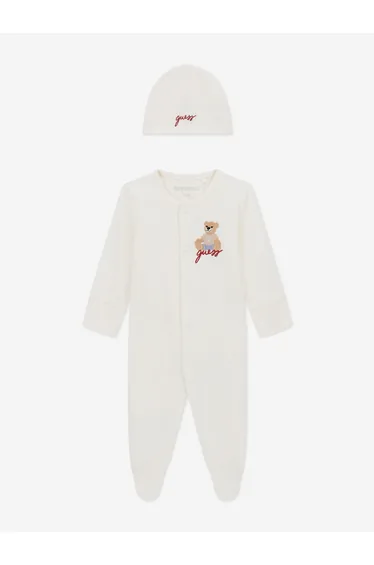 Guess Baby Teddy Bear Babygrow Set in Ivory