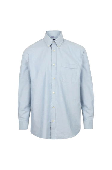 Henbury Mens Cotton Feel CoolPlus Short-Sleeved Formal Shirt - Light Blue