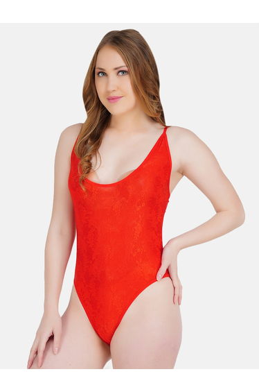 Red Self-Design Bodysuit