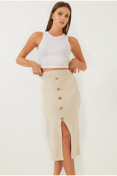 Women's Button Detailed Knit Skirt