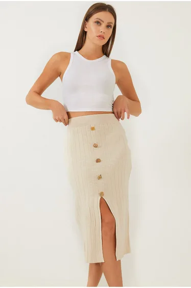 Women's Button Detailed Knit Skirt