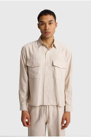 GIESTO Long Sleeve Button-Up Shirt with Pocket