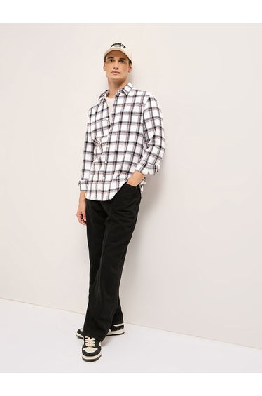 Men Checked Slim Fit Flannel Casual Shirt
