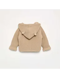 Hooded cardigan with fleecy lining BEIGE - 2