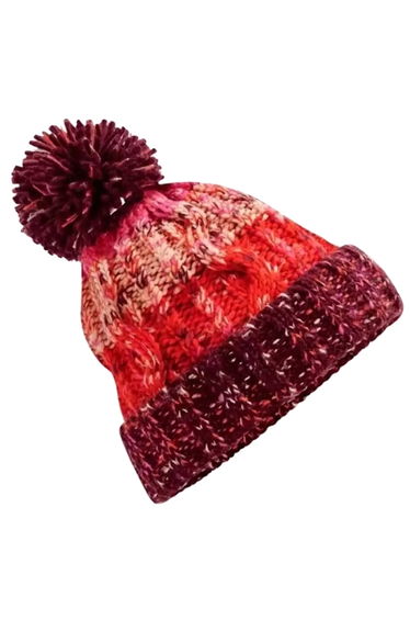 Beechfield Womens/Ladies Corkscrew Pom Pom Beanie - Cherry Sherbet