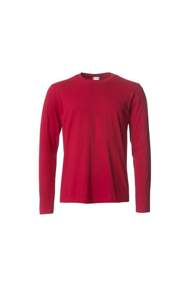 Clique Mens Melange Long-Sleeved T-Shirt - Red