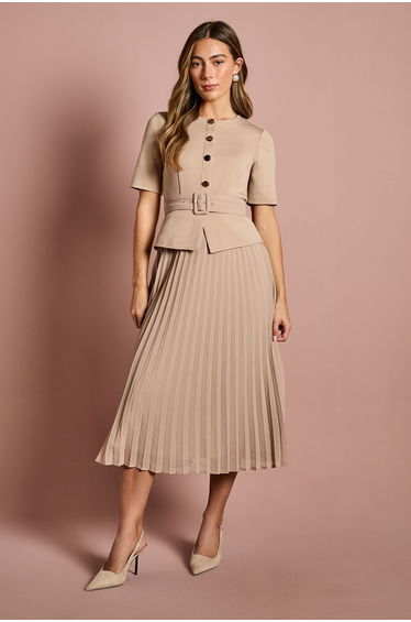 Bandage Pleat Skirt Midi Dress