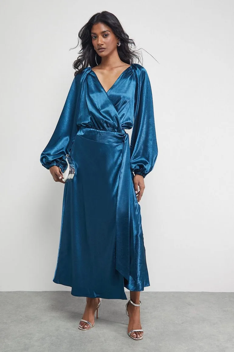 satin dress with tie waist Navy Blue Satin Maxi Dress - Tie-Strap Dress - Satin Dress