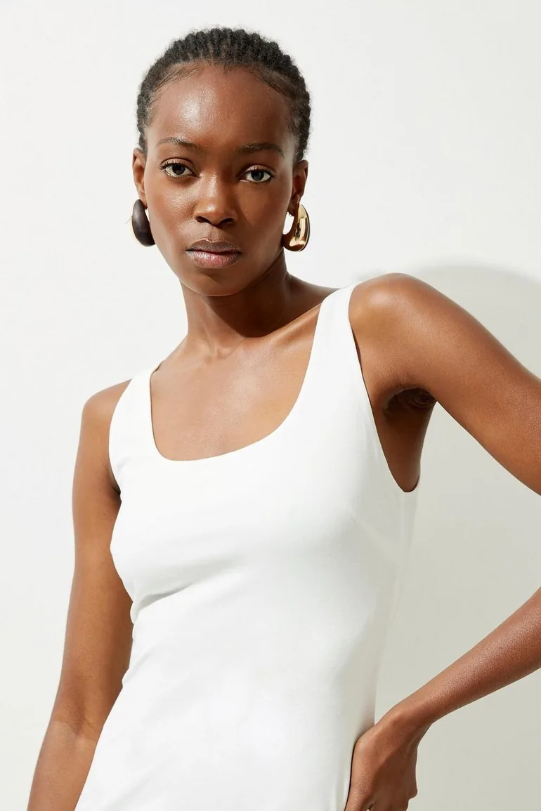 Stretch Cotton Jersey Strappy Mini Dress - 1