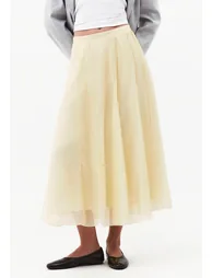 High Waist Flared Midi Skirt - FLAN - 1