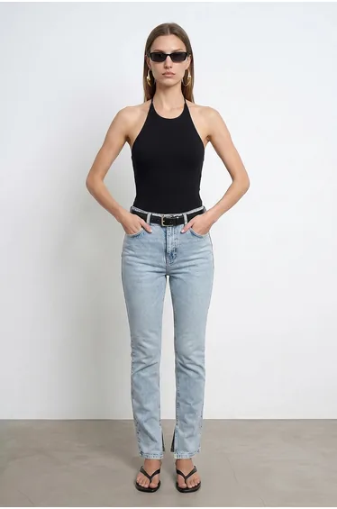 DILVIN Women's High-Waist Straight-Leg Jeans