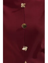 Burgundy Accessory Buttoned Crew Neck Regular Length Vest - 2