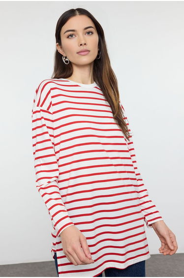 Red Striped Knitted Tunic