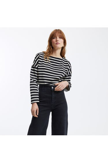 Signatures Aimie Breton Striped Cotton T-Shirt in Loose Fit