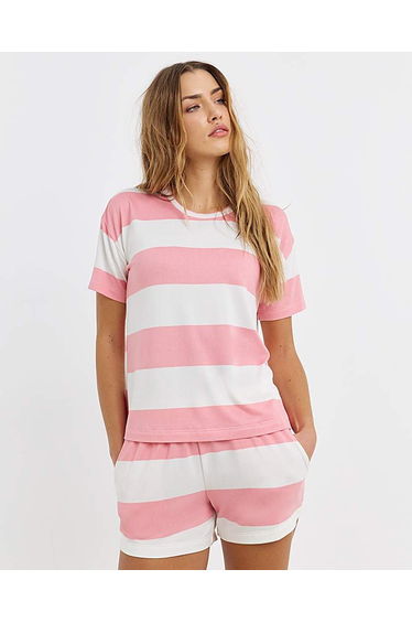 Pretty Secrets Stripe Lounge Short Set