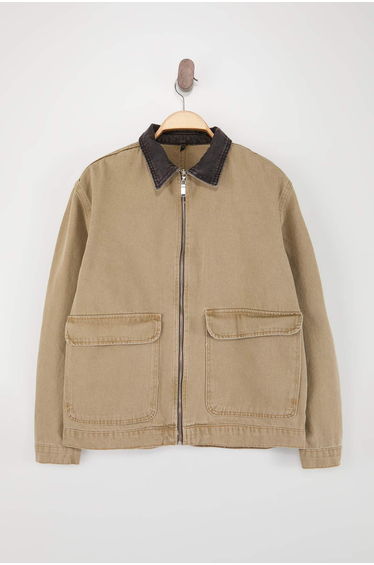 Beige Regular Pocket Denim Jacket