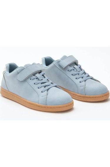 Two-tone low-top suede-effect trainers BLUE