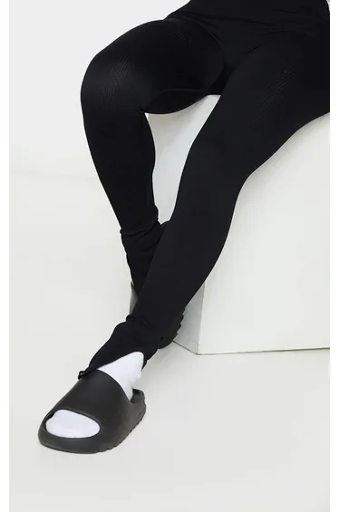 Shape Black Contour Ribbed Split Hem Leggings
