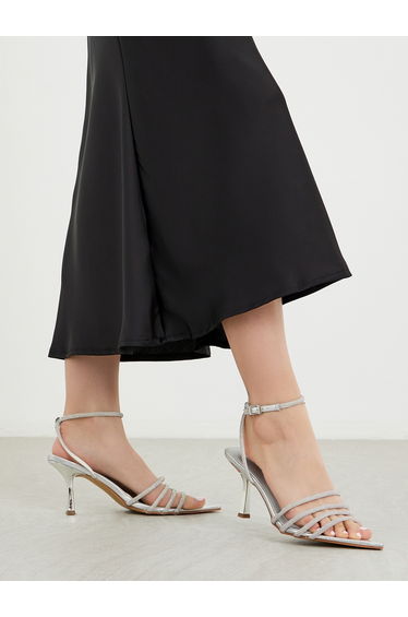 Ankle Strap Embellished Stiletto Heel Sandals