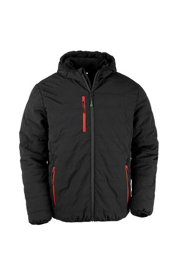 Result Genuine Recycled Mens Compass Padded Jacket - Black/Red