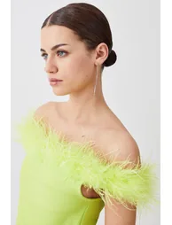 Petite Feather Detail Bandage Bardot Midaxi Dress - 2
