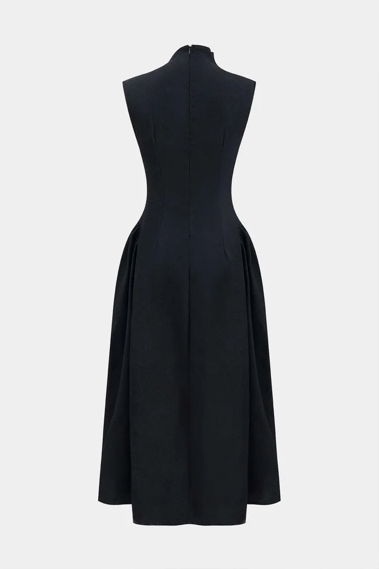 Metallic Decor Zipper Sleeveless Maxi Dress - 6
