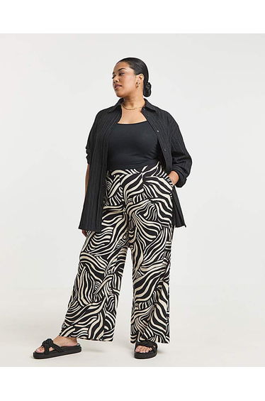 Wide Leg Spun Viscose Trousers