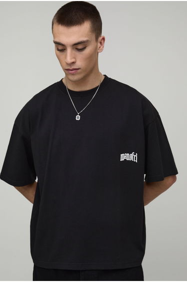 Oversized Boxy Desert Landscape Print T-Shirt - black