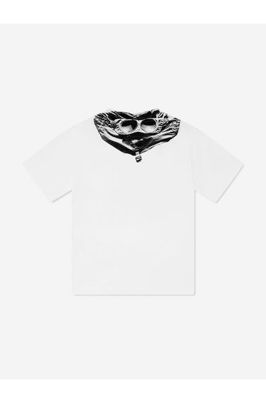 C.P. Company Boys Cotton Jersey Goggle T-Shirt in Ivory
