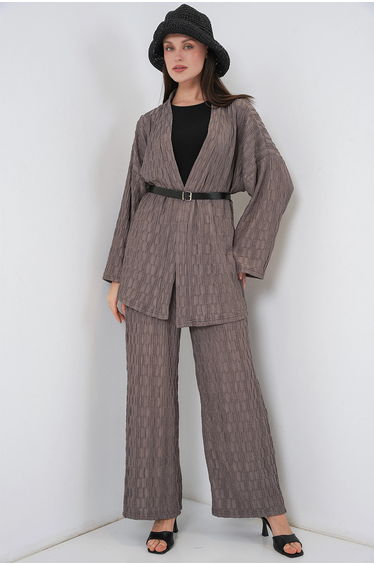 BDART Textured Belted Kimono-Pants Set